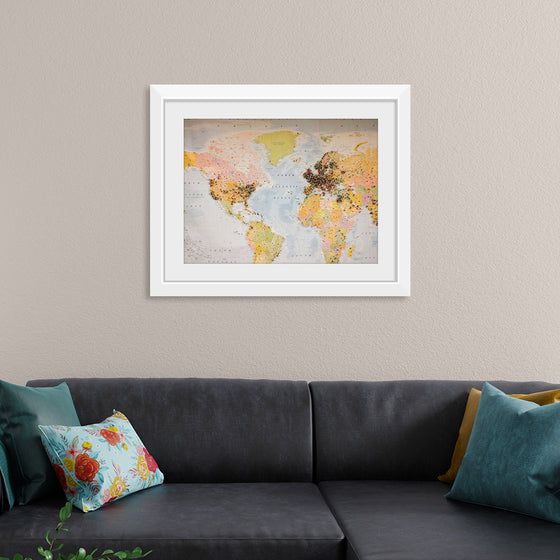 "Pinned world map"