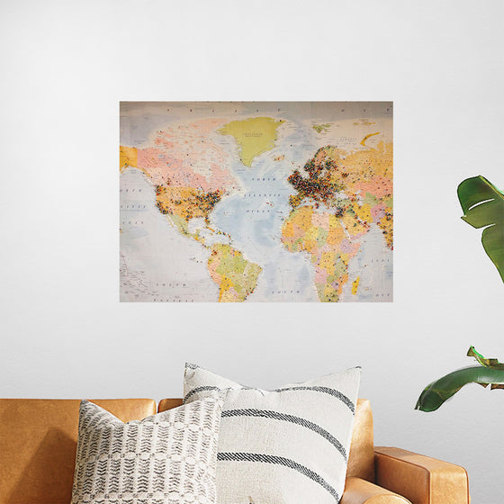 "Pinned world map"