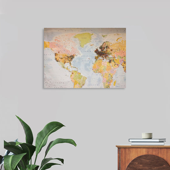 "Pinned world map"