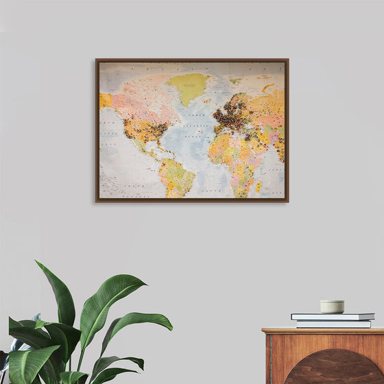 "Pinned world map"