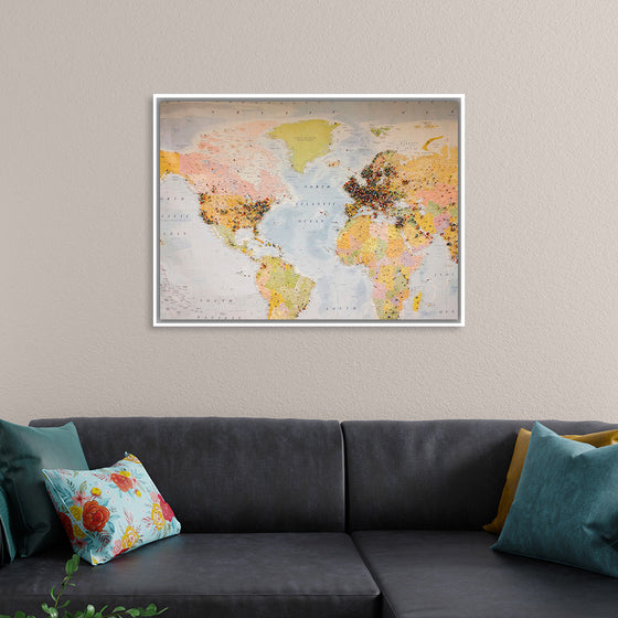 "Pinned world map"