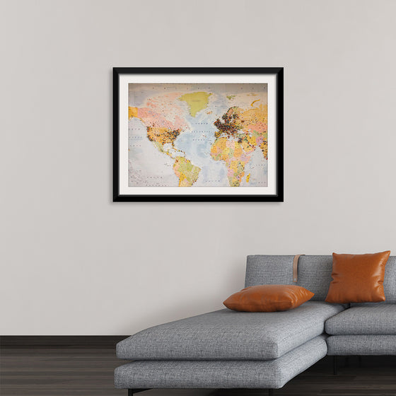 "Pinned world map"