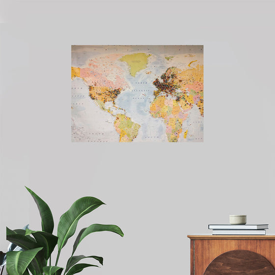 "Pinned world map"