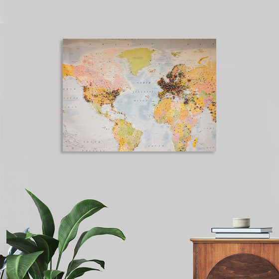 "Pinned world map"