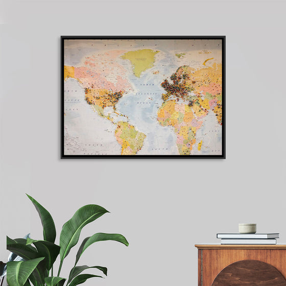 "Pinned world map"