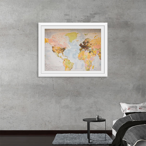 "Pinned world map"