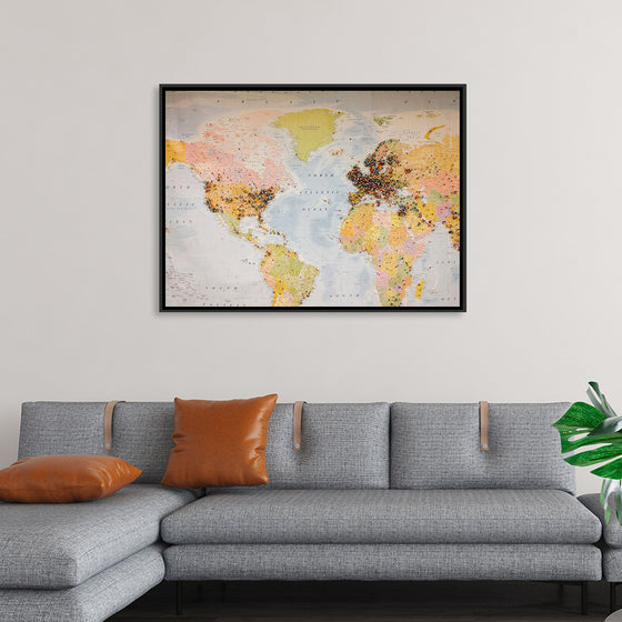 "Pinned world map"