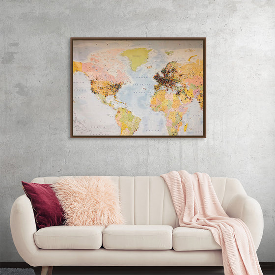 "Pinned world map"