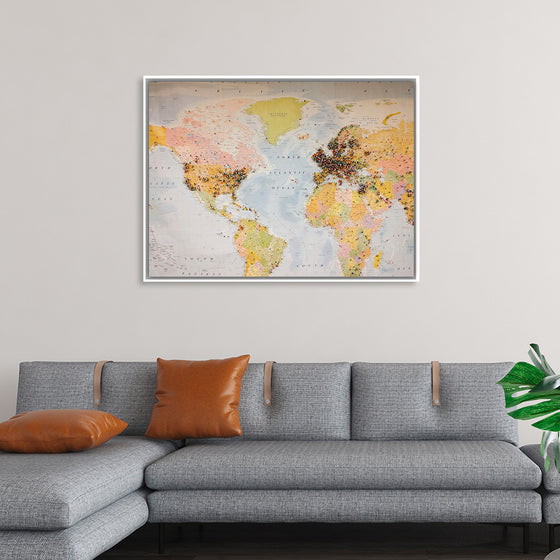 "Pinned world map"