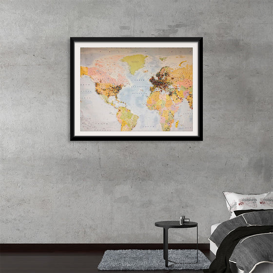 "Pinned world map"