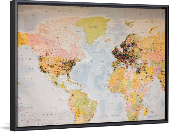 "Pinned world map"