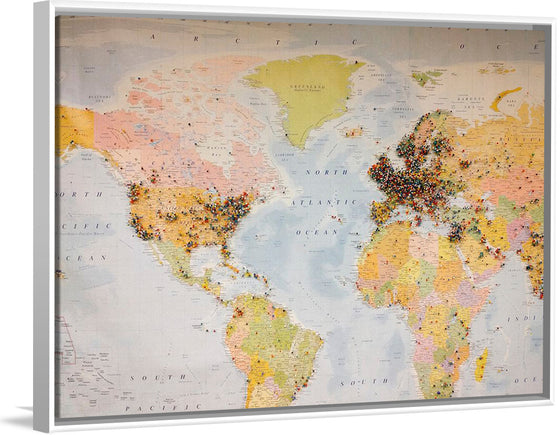 "Pinned world map"