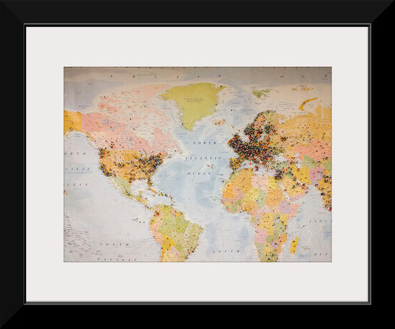 "Pinned world map"