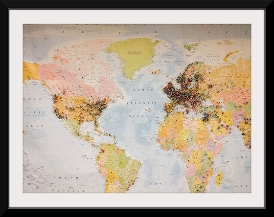 "Pinned world map"