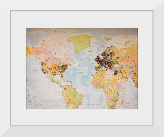 "Pinned world map"