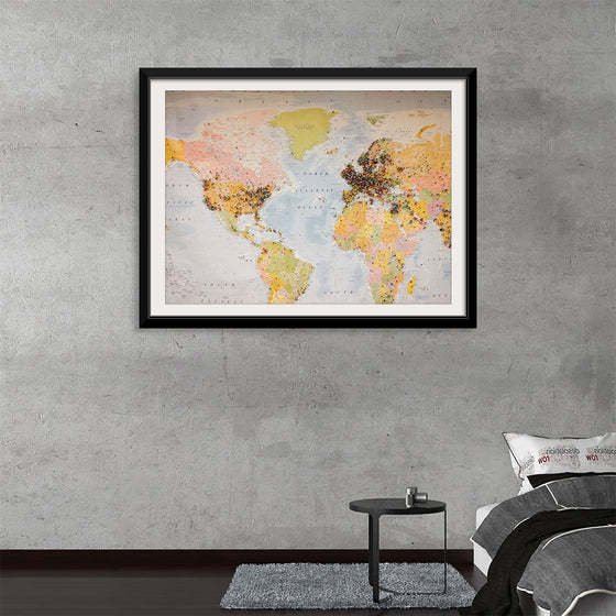 "Pinned world map"