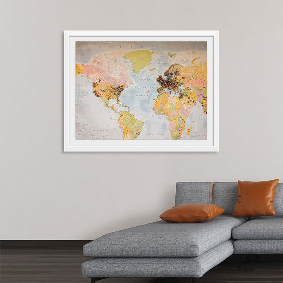 "Pinned world map"