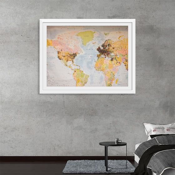 "Pinned world map"