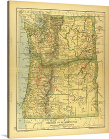  This vintage map print of Oregon and Washington is a celebration of the rich history and geographical diversity that these states offer. Every line, contour, and color is meticulously reproduced, making it not just a piece of art, but a conversation starter and an educational tool. 