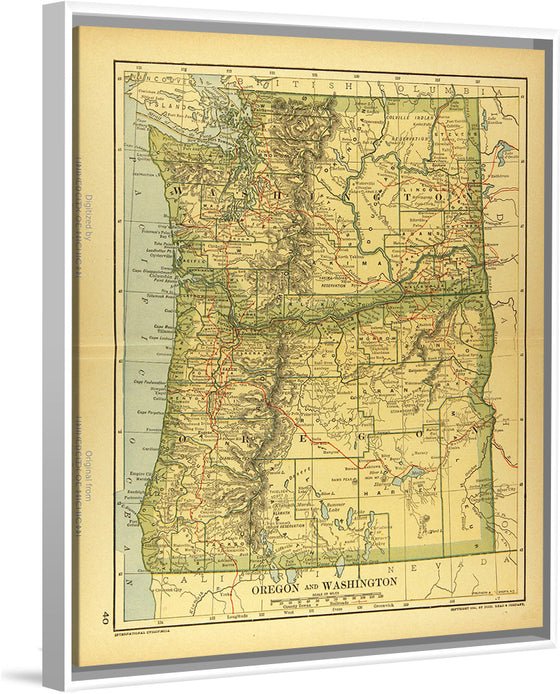 "Map of Oregon and Washington", Dodd, Mead and Company