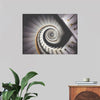 "Impressive View Down a Stairwell With Spiral Marble Stairs"