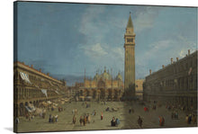  Step into the grandeur of a bygone era with this exquisite print of a classic artwork. The scene captures the iconic Piazza San Marco in Venice, where architectural magnificence meets the lively atmosphere of city life. The towering Campanile stands sentinel, casting its elongated shadow amidst the bustling square. Every brushstroke brings to life the intricate details of the historic buildings, their majestic facades adorned with artistic grandeur.