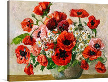  This print, titled “Blossoms of Elegance,” captures a bouquet of blooming poppies and dainty daisies. Each petal, painted with meticulous detail, seems to burst with life, embodying the ephemeral beauty of nature’s blossoms. The flowers, set against a muted backdrop, are rendered in rich hues of red and white - a visual symphony that promises to breathe life and elegance into any room.