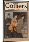 “Collier’s November 14, 1903” by Edward Penfield is a beautiful print that would make a great addition to any collection. The print features a group of people walking down a city street, with the title of the magazine prominently displayed at the top.