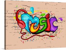  Immerse yourself in the vibrant and dynamic world of music with this exclusive artwork print. Every brush stroke and color blend encapsulates the soul-stirring, eclectic essence of melodies that move us. The word “Music” is brought to life, painted in a symphony of colors, surrounded by splashes of creativity that dance off the canvas.