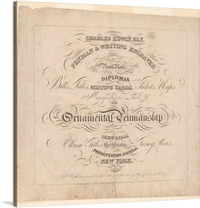  This beautiful print of an ornate advertisement for Charles Edwin Bell’s penmanship services is a perfect addition to any home or office. The intricate details and elegant script make it a unique and eye-catching piece that is sure to impress. 