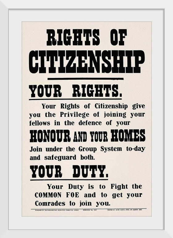 "Rights of Citizenship", David Allen & Sons