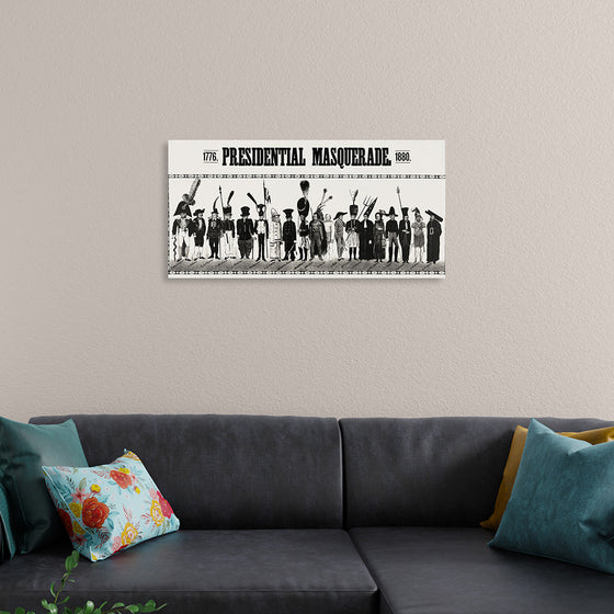 "Presidential masquerade, aesthetic print"