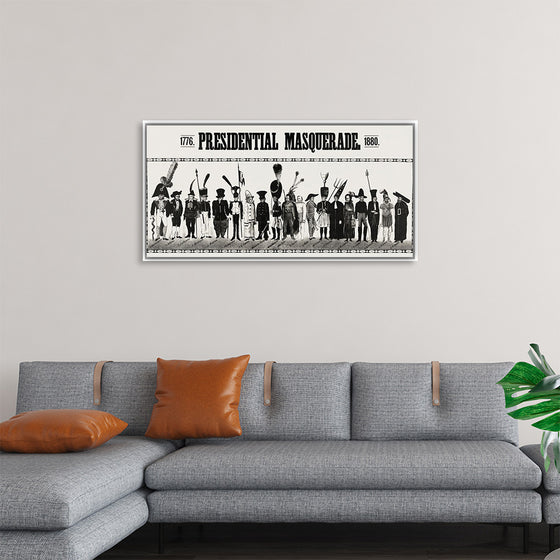 "Presidential masquerade, aesthetic print"