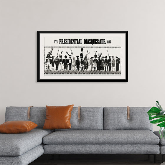 "Presidential masquerade, aesthetic print"