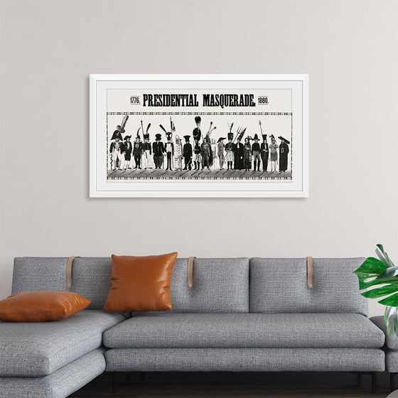 "Presidential masquerade, aesthetic print"