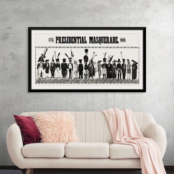 "Presidential masquerade, aesthetic print"