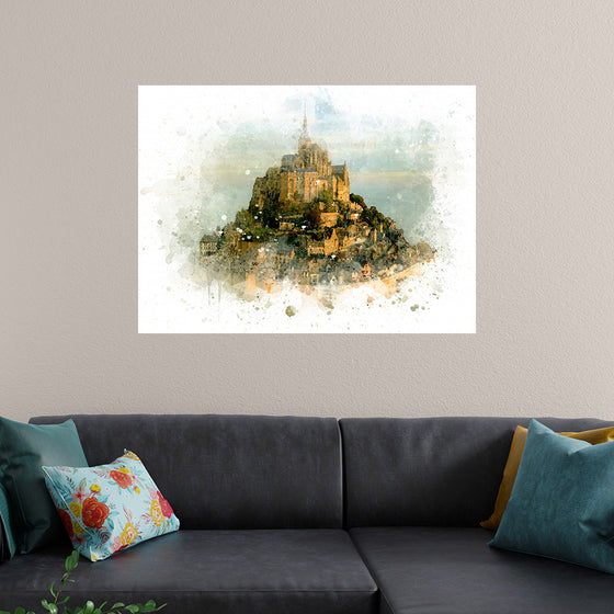 "Mont Saint Michel Watercolor"