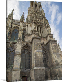  This stunning print of the Cathedral Notre Dame in Reims captures the beauty and grandeur of this Gothic masterpiece. The cathedral's soaring towers and intricate stained-glass windows are all on display in this stunning image.
