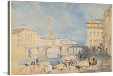  Painted by James Duffield Harding in 1832, the painting Ponte Santa Trinità, Florence captures the beauty of one of Florence's most famous bridges. The bridge, which spans the Arno River, is a magnificent example of Renaissance architecture.