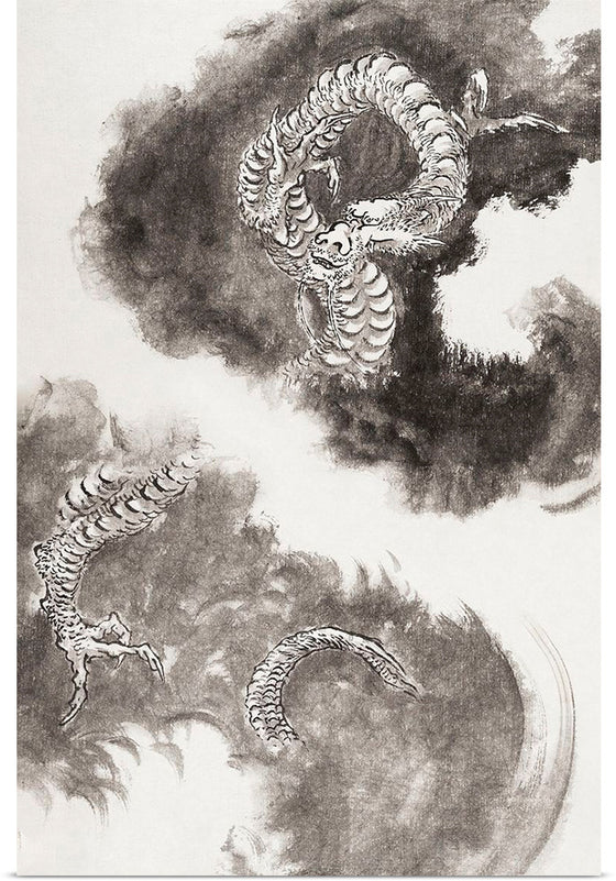 "Japanese Dragons", Katsushika Hokusai