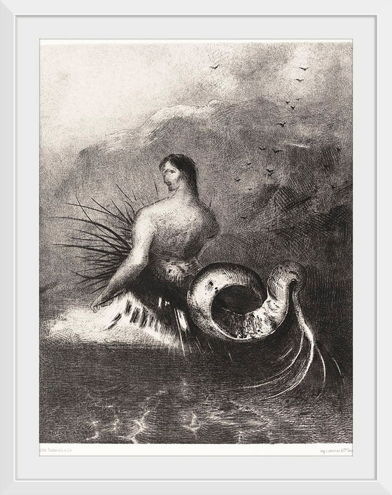 "The Siren Clothed In Barbs, Emerged From the Waves (1883)", Odilon Redon