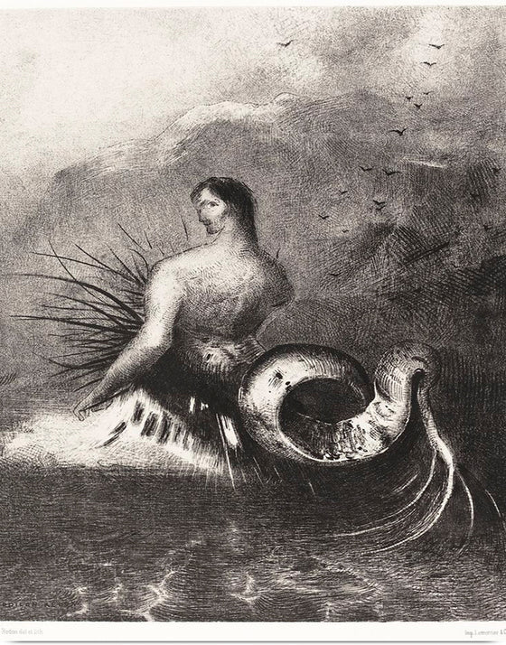 "The Siren Clothed In Barbs, Emerged From the Waves (1883)", Odilon Redon