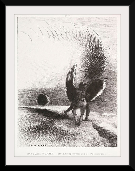 "In the Shadow of the Wing, the Black Creature Bit (1891)", Odilon Redon