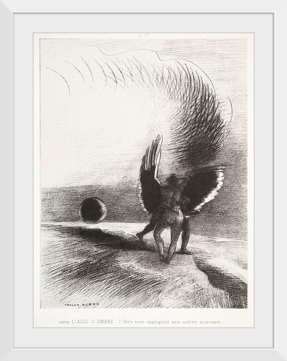 "In the Shadow of the Wing, the Black Creature Bit (1891)", Odilon Redon