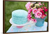 "Blue Cake and Pretty Flowers"