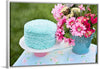 "Blue Cake and Pretty Flowers"