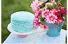 "Blue Cake and Pretty Flowers"