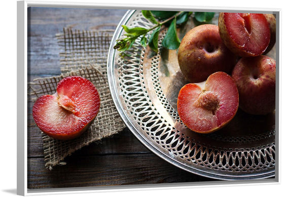 "Close Up of a Cut Open Plum"