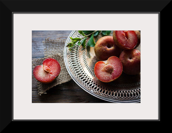 "Close Up of a Cut Open Plum"