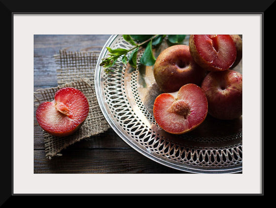 "Close Up of a Cut Open Plum"